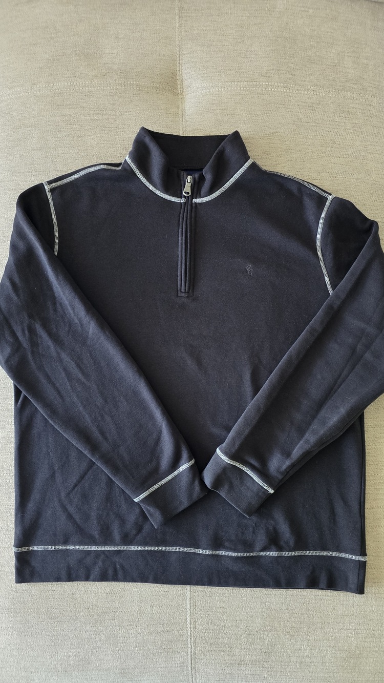 Robert Graham Quarter Zip Pullover Black Mens Size L Cotton Blend